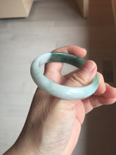 Load image into Gallery viewer, 51mm certified 100% natural Type A sunny green oily dark green gray black(老油青) half mountain half water (半山半水) oval jadeite jade bangle BS175-0060