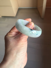 Load image into Gallery viewer, 52mm certified 100% natural Type A light green white purple gray with green floating flowers thin jadeite bangle PF57-5619