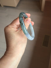 Load image into Gallery viewer, 55mm Certified Type A 100% Natural icy watery dark green/purple/gray round cut Jadeite bangle AA132-6931