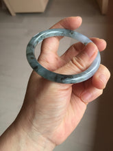 Load image into Gallery viewer, 55.3mm Certified Type A 100% Natural dark green/purple/gray round cut Jadeite bangle AA128-6937
