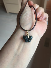 Load image into Gallery viewer, 100% Natural type A icy watery light dark green/blue/gray/black Guatemala Jadeite Jade butterfly pendant BP177