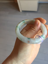 Load image into Gallery viewer, 51mm certified 100% natural Type A light green red with green floating flowers carved and golden-painted jadeite jade bangle PF80-6081