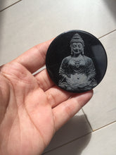 Load image into Gallery viewer, 100% natural black jadeite jade(Wuji, 乌鸡) Guanyin (观音) safe and sound pendant/worry stone/decor BM38