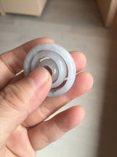 Load image into Gallery viewer, 33.6/23.5/14.7mm Type A 100% Natural light purple white Jadeite Jade concentric circle safety Guardian ring pendant set BK113