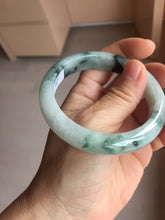Load image into Gallery viewer, 56.5mm Certified Type A 100% Natural light purple white green with green floating flowers jadeite Jade bangle PB295-7300