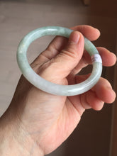 Load image into Gallery viewer, 57.5mm certified 100% natural Type A light green white round cut jadeite jade bangle PE11-3843