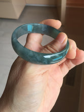Load image into Gallery viewer, 52.8mm Certified Type A 100% Natural icy watery deep sea green/blue/gray/black Guatemala Jadeite bangle PJ31-6391