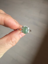 Load image into Gallery viewer, 100% natural type A icy watery green dark green four-prong jadeite jade ring group AA90
