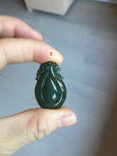 Load image into Gallery viewer, 100% Natural type A dark green/gray/black(油青) Jadeite Jade seashell (福贝) pendant group BP187