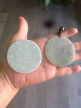 Load image into Gallery viewer, Type A 100% Natural light green/purpleJadeite Jade disc group (pendant, home decor, or worry stone) A124 add on item