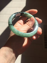 Load image into Gallery viewer, Shopify only! 59mm certified type A 100% Natural icy watery green/black Jadeite Jade bangle BM44-8566