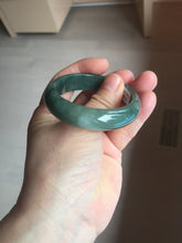 Load image into Gallery viewer, 47mm certified 100% natural Type A oily dark green gray black(老油青) oval jadeite jade bangle BS174-0051