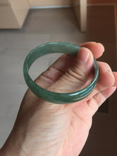 Load image into Gallery viewer, 51.7mm Certified type A 100% Natural oily dark green gray (油青) thin Jadeite Jade bangle PB273-1042