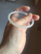 Load image into Gallery viewer, 52.1mm Certified 100% Natural icy white/gray slim round cut nephrite jade bangle HN44-9225