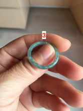 Load image into Gallery viewer, 19.2mm size 9 1/4 100% natural type A icy watery green/blue slim style Guatemala jadeite jade band ring group BP71