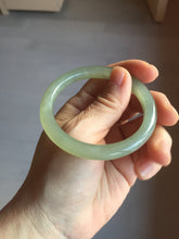 Load image into Gallery viewer, 52.5mm Certified 100% Natural icy waery light green/yellow/gray round cut nephrite jade bangle HN35-3599