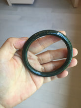 Load image into Gallery viewer, 60.8mm 100% Natural dark green/black meteorite Stellar Night sky slim round cut nephrite bangle HT118-0759
