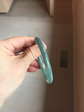 Load image into Gallery viewer, 54mm Type A 100% Natural Light Green/Gray/Black/Purple/Brown “Reed Flowers & Snow” Guatemala Slim Round Cut Jadeite Bangle PJ126-1420