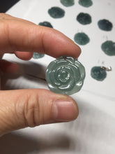 Load image into Gallery viewer, 100% Natural type A icy watery blue green gray Guatemala jadeite Rose Pendant group BP181
