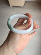Load image into Gallery viewer, 52mm certified type A 100% Natural green/white oval jadeite jade bangle BK125-0256