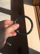 Load image into Gallery viewer, 62.8mm certified 100% Natural dark green/black meteorite round cut nephrite bangle HN133-0589