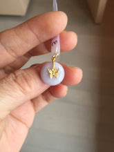 Load image into Gallery viewer, Type A 100% Natural light purple white Jadeite Jade Safety Guardian Button donuts Pendant group AU76
