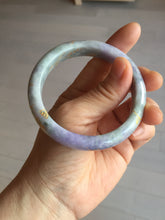 Load image into Gallery viewer, 55.2mm 100% Natural type A green purple carved branches and flowers and golden-painted Jadeite Jade bangle PH183