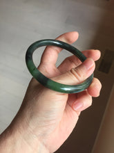 Load image into Gallery viewer, 60.5mm Certified 100% Natural Fresh Young Green/Dark Green/Black Green Ink Painting (绿水墨) Round Cut Nephrite (Wulanhai 乌兰海碧玉) Bangle HF132-7334