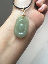 Load image into Gallery viewer, 100% Natural type A icy oily light green gray Jadeite Jade seashell (福贝) pendant F147
