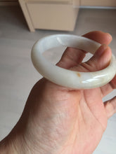 Load image into Gallery viewer, 52.7mm certified Type A 100% Natural white beige with yellow flying flowers Jadeite Jade bangle D158-3963