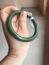 Load image into Gallery viewer, 59mm certified 100% Natural dark green black (碧玉) round cut nephrite Jade bangle HT107-1580
