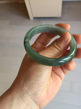 Load image into Gallery viewer, 51.5mm Certified Type A 100% Natural Oily Dark Green Gray Black with Flying Snow Oval Jadeite Jade Bangle PC207-7685
