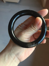 Load image into Gallery viewer, 56mm certified 100% Natural black meteorite chubby round cut nephrite bangle HN36-3600