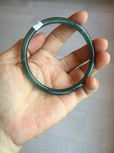 Load image into Gallery viewer, 62.5mm Certified Type A 100% Natural deep sea dark green/blue/black slim round cut Guatemala Jadeite bangle PC162-7020