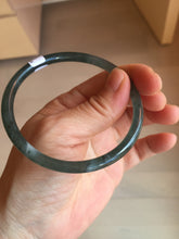 Load image into Gallery viewer, 58.5mm Certified Type A 100% Natural icy watery light green/blue/gray Guatemala slim round cut Jadeite bangle BG94-2498