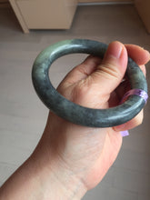 Load image into Gallery viewer, Sale! 100% Natural Certified 56 mm black/white (籽料青花) seed material round cut nephrite Jade bangle HHE105-5500