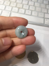 Load image into Gallery viewer, 16.2-18.8mm Type A 100% Natural icy watery light green white Jadeite Jade Safety Guardian Button donuts couple pendant PC132