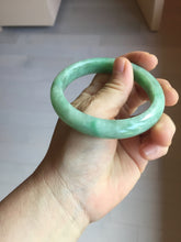 Load image into Gallery viewer, 58.4mm Certified Type A 100% Natural sunny green gray Jadeite Jade bangle PA119-9890