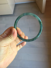 Load image into Gallery viewer, 56mm Certified Type A 100% Natural dark green/blue/gray Guatemala slim round cut Jadeite bangle PJ24-9694