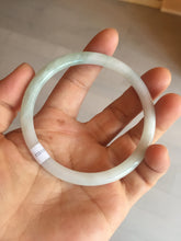 Load image into Gallery viewer, 59.5mm 100% natural certified light green/white round cut slim jadeite jade bangle BL43-1824