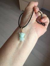 Load image into Gallery viewer, Type A 100% Natural icy watery light green sunny geen purple white clear jadeite jade cute baby bear pendant PH114 Add on item