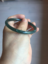 Load image into Gallery viewer, 56.2mm Certified Type A 100% Natural icy watery dark green/blue/gray Guatemala slim round cut Jadeite bangle PD62-3386
