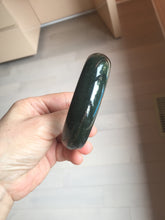 Load image into Gallery viewer, 62.5mm 100% Natural dark green/black meteorite Star Trail(星轨) Night sky nephrite bangle HN161-5901