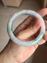 Load image into Gallery viewer, 55.4mm 100% Natural type A green purple white carved flowers and golden-painted Jadeite Jade bangle PB228-0264