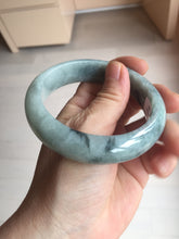 Load image into Gallery viewer, 58mm certified Type A 100% Natural light green gray chubby Jadeite Jade bangle BS115-6636