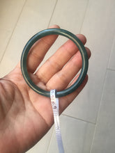 Load image into Gallery viewer, 57mm Certified Type A 100% Natural icy watery deep sea dark green/blue/gray/black slim round cut Guatemala Jadeite bangle AT114-2061