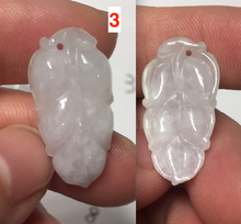 Load image into Gallery viewer, 100% natural type A icy watery white purple green jadeite jade leaf pendant group F157
