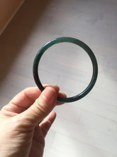 Load image into Gallery viewer, 59.8mm Certified Type A 100% Natural dark green/blue/gray Guatemala slim round cut Jadeite bangle PD174-2486
