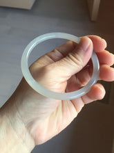 Load image into Gallery viewer, 59mm Certified 100% Natural icy white/gray/pale pink(淡藕粉) slim round cut nephrite jade bangle HN43-9200