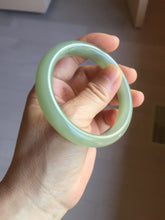 Load image into Gallery viewer, 54.5mm certified 100% Natural icy watery dark green gray nephrite bangle HN154-9685